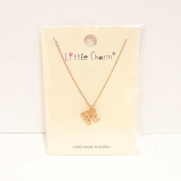 Hope Peace Sign Gold Tone Chain Necklace - NEW! US Seller, Mini Pendant, Kawaii - Picture 2 of 6